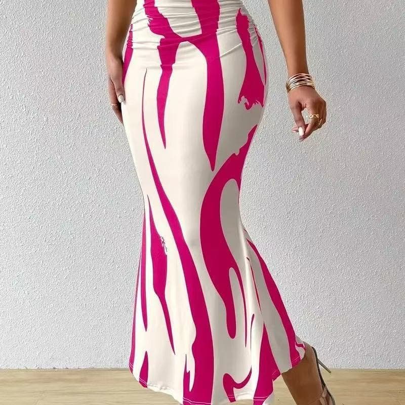 2026 cross-border European and American zebra pattern slimming and taller hot-selling half-length tight-fitting high-waisted fishtail pencil long skirt
