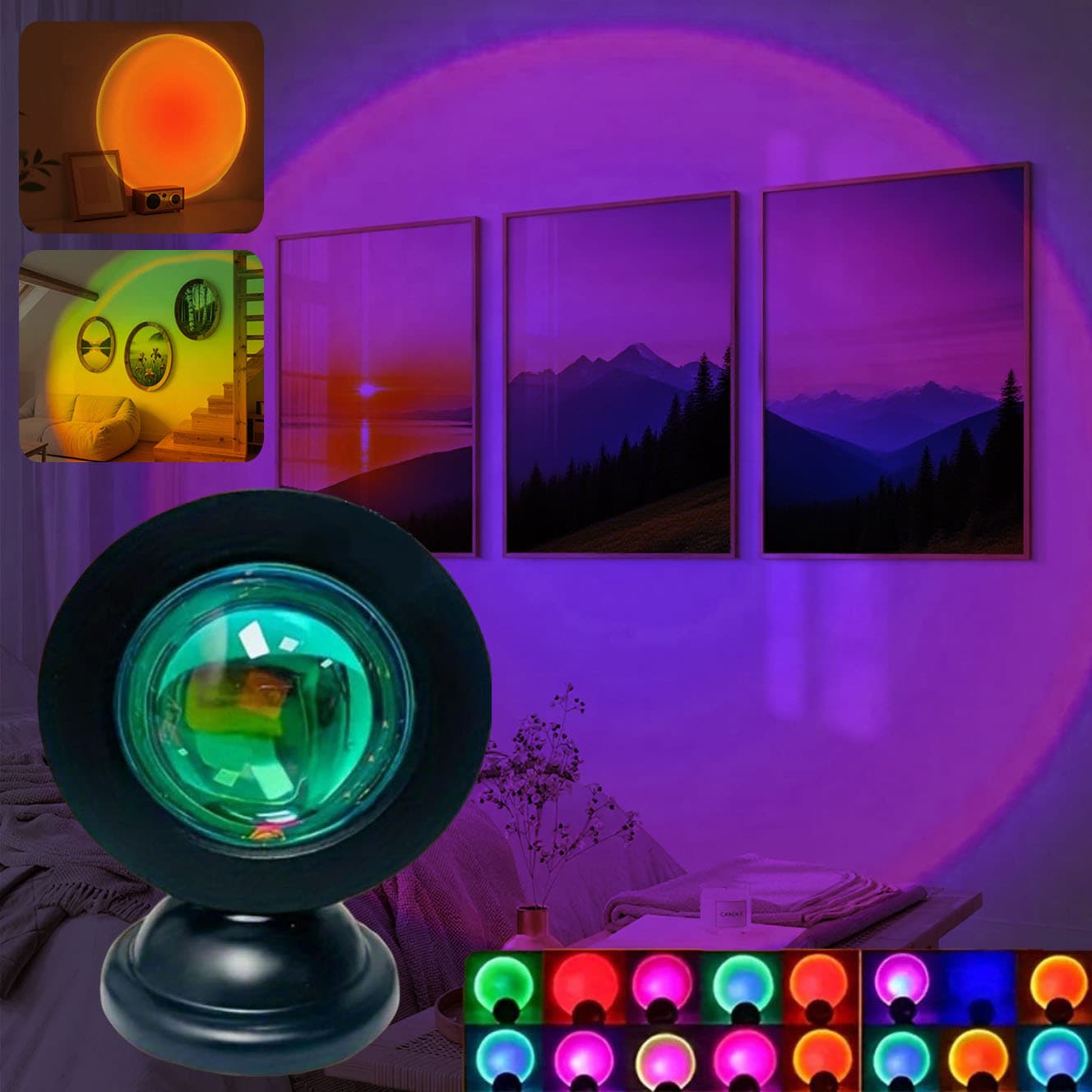 RGB Sunset Lamp Floor Lamp Living Room Bedroom Ins Projection Sunset Lamp Afterglow Atmosphere Light