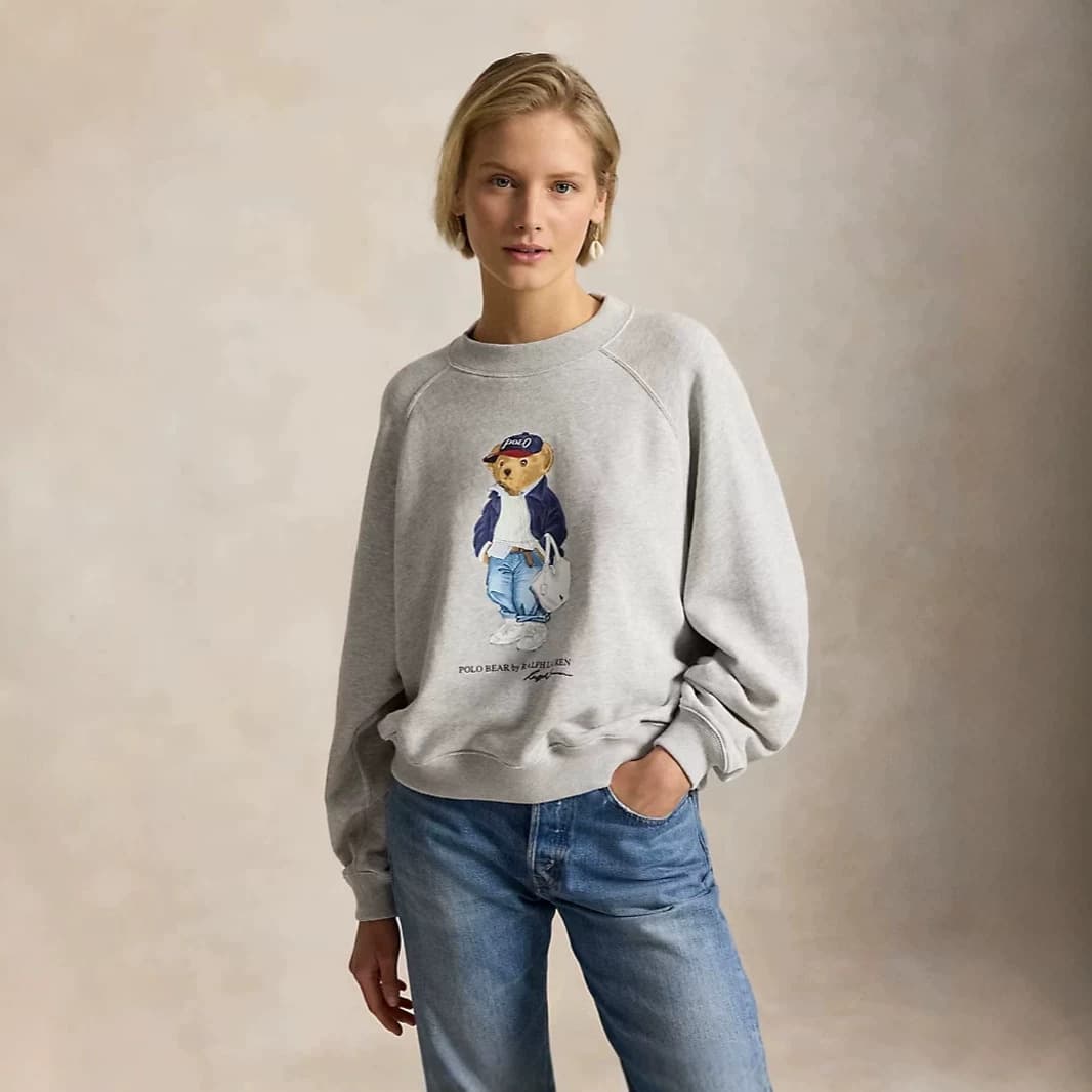 European and American Cross-Border Exquisite 2026 New Women's Autumn and Winter American Retro Bear Round-Neck Heavy-Duty Cartoon Sweatshirt Top