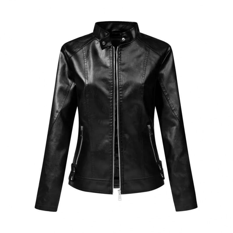European and American cross-border women's fashion leather jacket autumn sexy hot girl riding motorcycle PU jacket