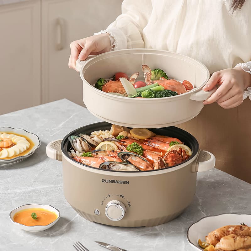 Large Capacity Household Electric Cooker, Electric Hot Pot, Multi-Function Cooking Pot, All-in-One Pot, Non-Stick Electric Frying Pan, Electric Steamer for Dormitory