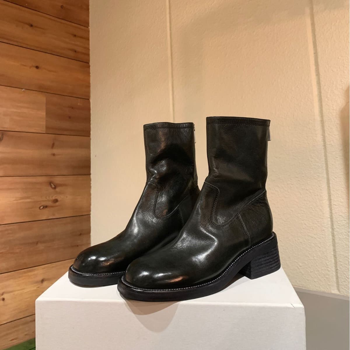 Full Grain Leather Grape Mom~ Genuine Leather Martin Boots Women Washed Horsehide Wrinkled Barrel Stretch Chelsea Low Ankle Boots