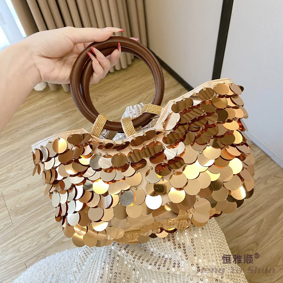 New Cross-Border Sequin Clutch Bag, Handmade Beaded Evening Bag, Versatile and Stylish Party Evening Handbag for Women