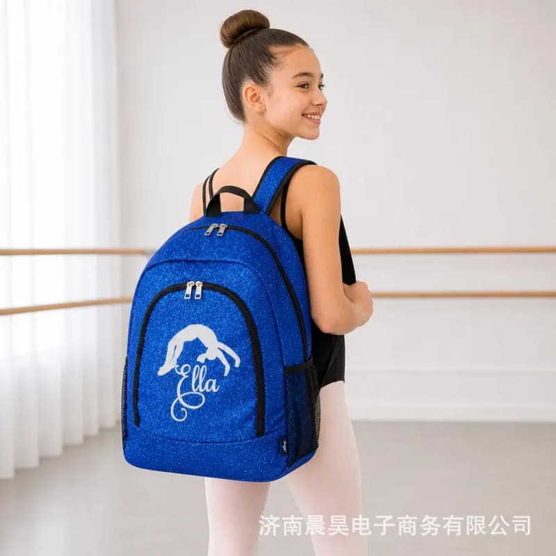 Sparkle Dance Double-Shoulder Embroidered Name Ins-Style Girls Gymnastics Training Bag Gym Sports Backpack