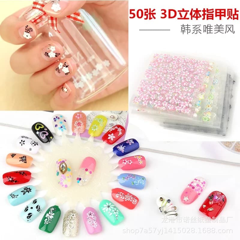 Nail Art Stickers Glitter Heart Waterproof Ultra-Thin 3D Glow-in-the-Dark Nail Decals