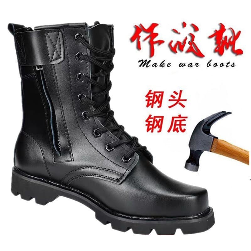 Winter Men's Martin Boots High-Top Waterproof Training Shoes Steel Toe Work Boots Leather Boots Snow Cotton