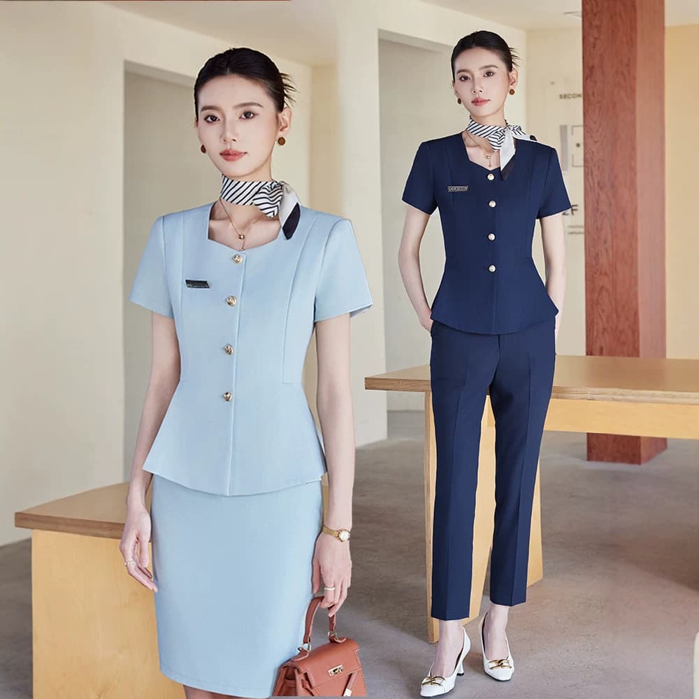 Professional Women's Suit Set 2026 Summer Short-Sleeve Elegant Suit for Jewelry Store, Hotel Sales Manager Formal Workwear