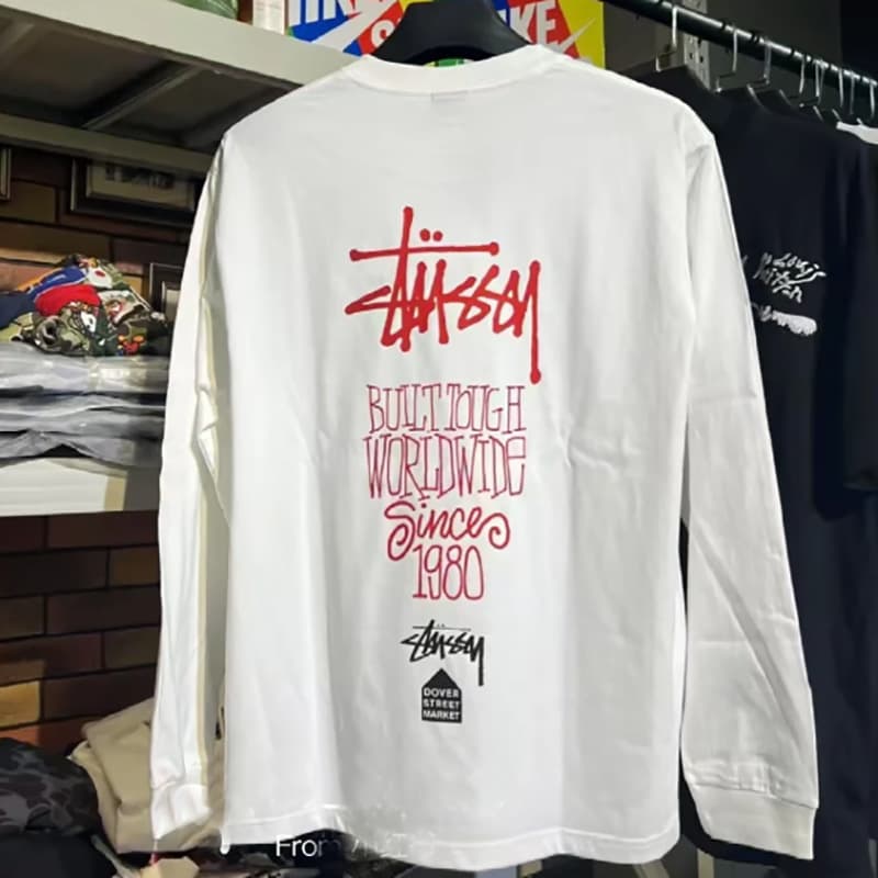 Spring and Autumn basic letter printing 260g pure cotton long-sleeved T-shirt for men and women heavyweight couple casual loose STU Western