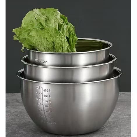 House Multi-Function Stainless Steel Salad Bowl with Scale, Egg Beating & Baking Mixing Bowl, Fruit & Vegetable Washing Bowl, Wholesale