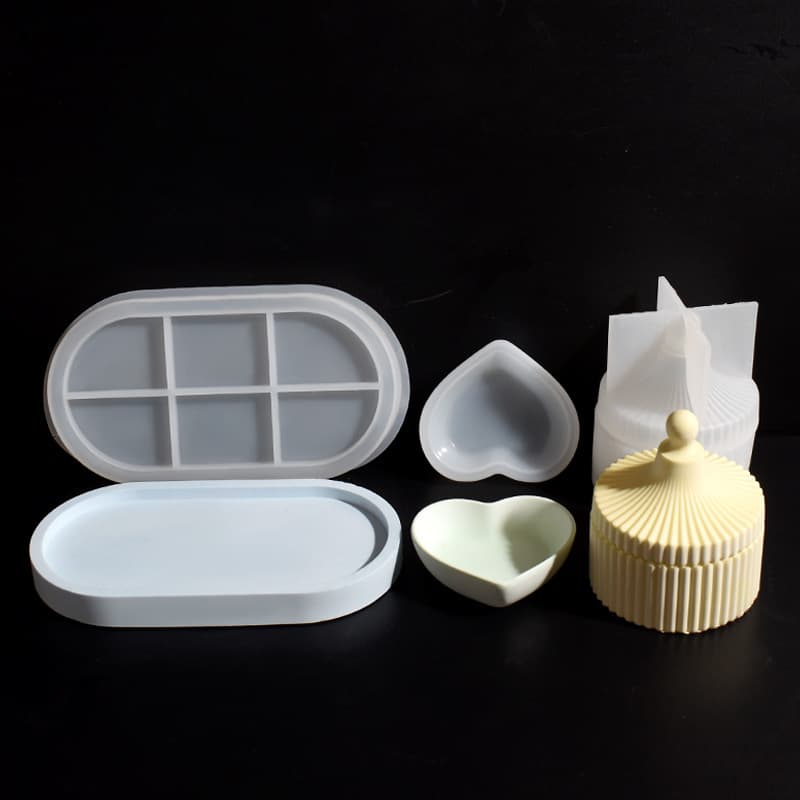 Striped Round Storage Box Silicone Mold, Heart-Shaped Dish, Candle Cup, Oval Tray, Flower Pot Base, Plaster Mold