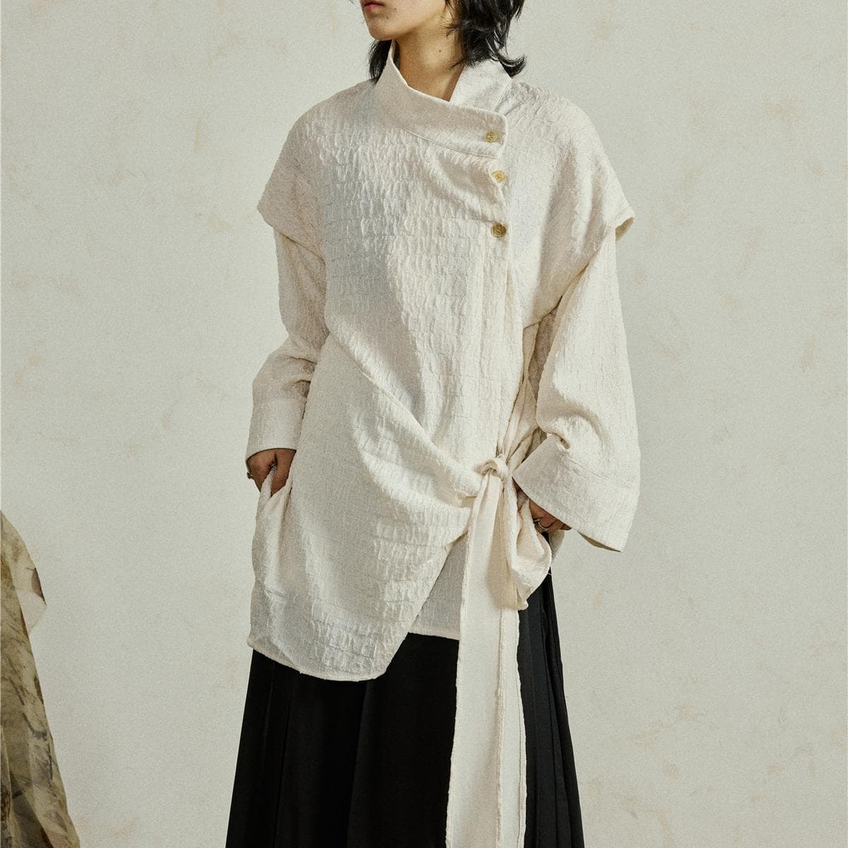 Niche show splicing high-end long-sleeved shirts for men and women Yohji Yamamoto's design loose casual and versatile shirts