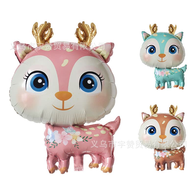 New Pink Green Sendi Deer Aluminum Film Balloon Christmas Decoration Sika Deer Elk Animal Shape Balloon