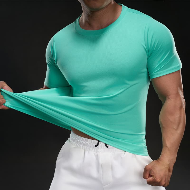 Summer Short Sleeve Ice Silk T-Shirt for Men 2026 Thin Casual Men's T-Shirt Breathable Cross-Border Sports Quick-Dry T-Shirt