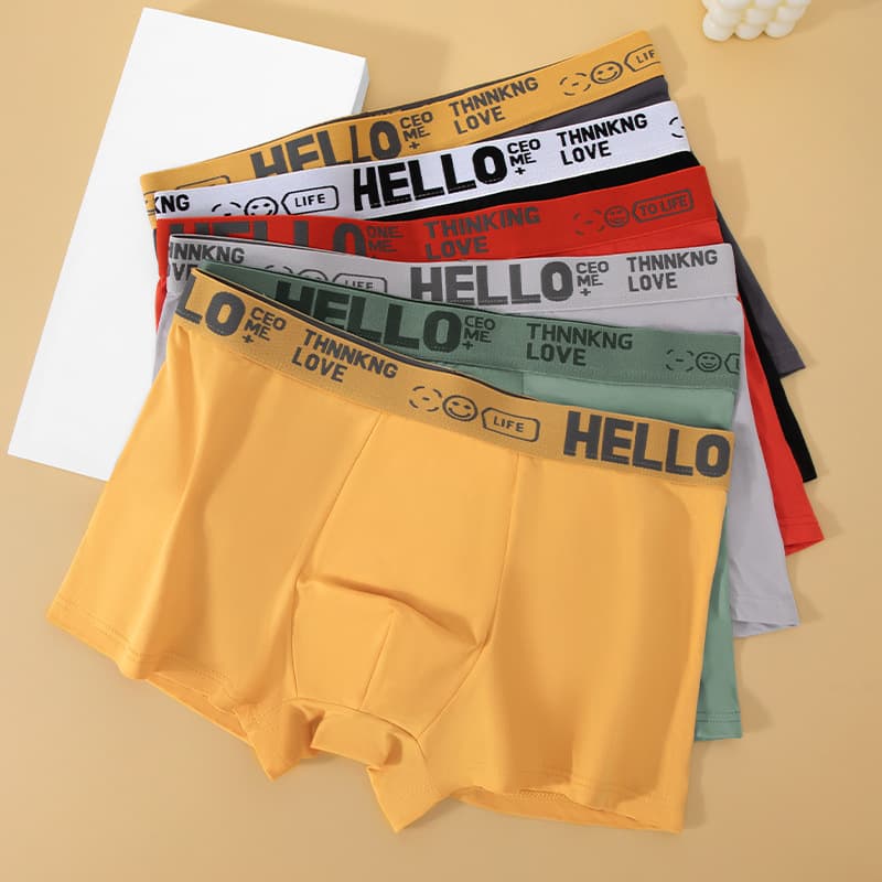 hello Skin-Friendly Men's Underwear, Double-Layer Moisture-Wicking Breathable Crotch, Comfortable Wide Waistband, Mid-Rise Men's Underwear