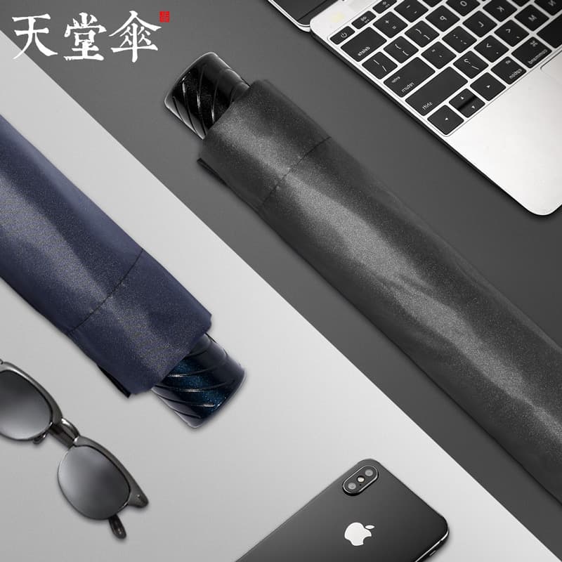 Custom Paradise Umbrella Extra Large Umbrella for Three Persons, Unisex Business Folding Black Coated Sun Protection Rain and Shade Umbrella Wholesale