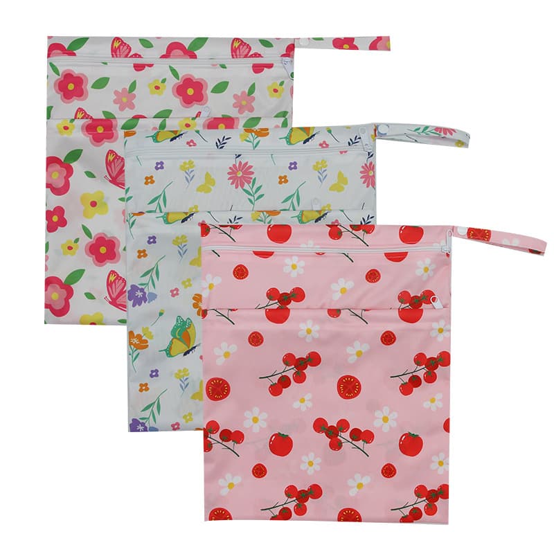 Factory Direct 30x36cm Double Zipper Wet & Dry Diaper Bag, Stroller Waterproof Hanging Pouch, Baby Changing Pad Holder