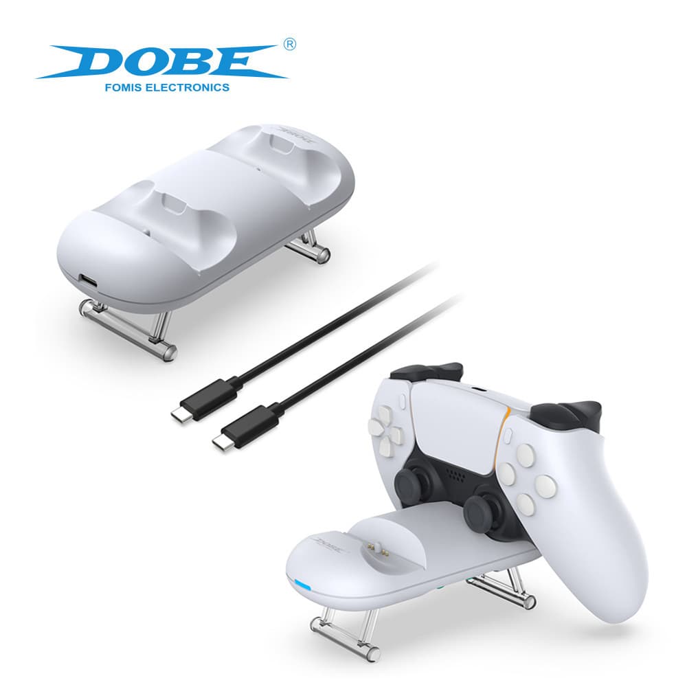 PS5 Game Controller Simple Charging Stand P5 Bluetooth Controller Dual Dock Charger with Storage Support Stand TP5-2508
