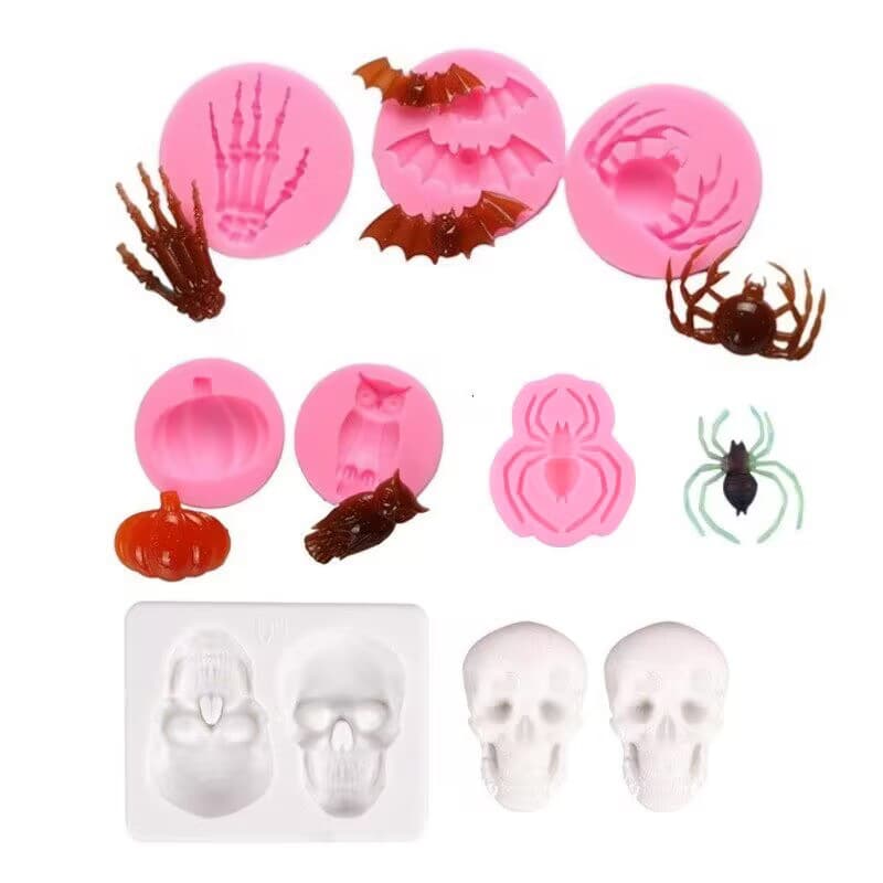 DIY Variety Halloween Sugar Baking Mold 2-Cavity Skull Silicone Mold Cake Decoration Mold
