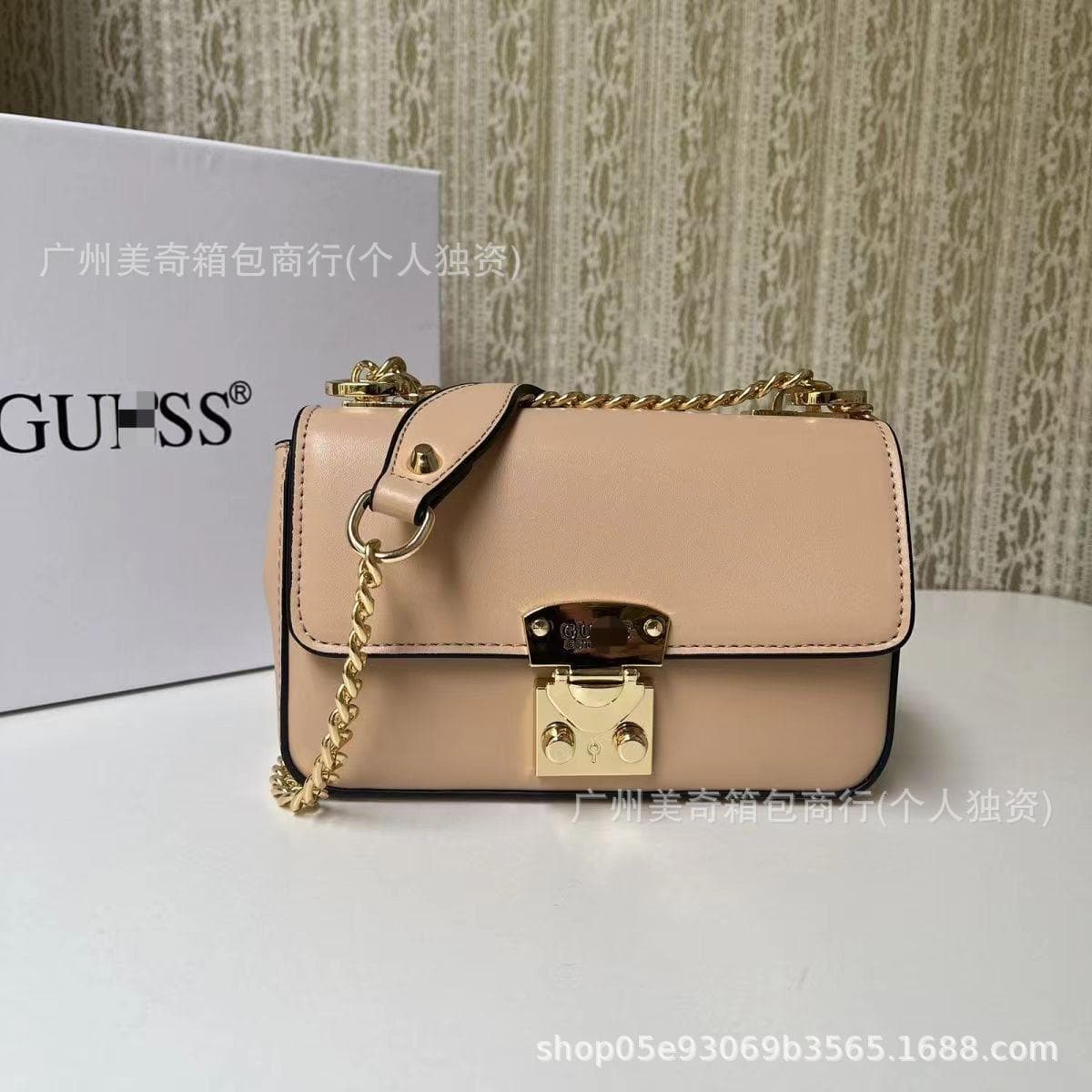 GS Foreign Trade Guess New Fashion Printed Small Square Bag Patchwork Chain Camera Bag Letter Shoulder Crossbody Underarm Bag