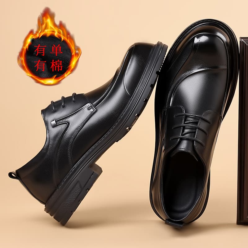 New men's business leather shoes made of top-grain cowhide, genuine leather, thick-soled, casual, single shoes, dropshipping available.