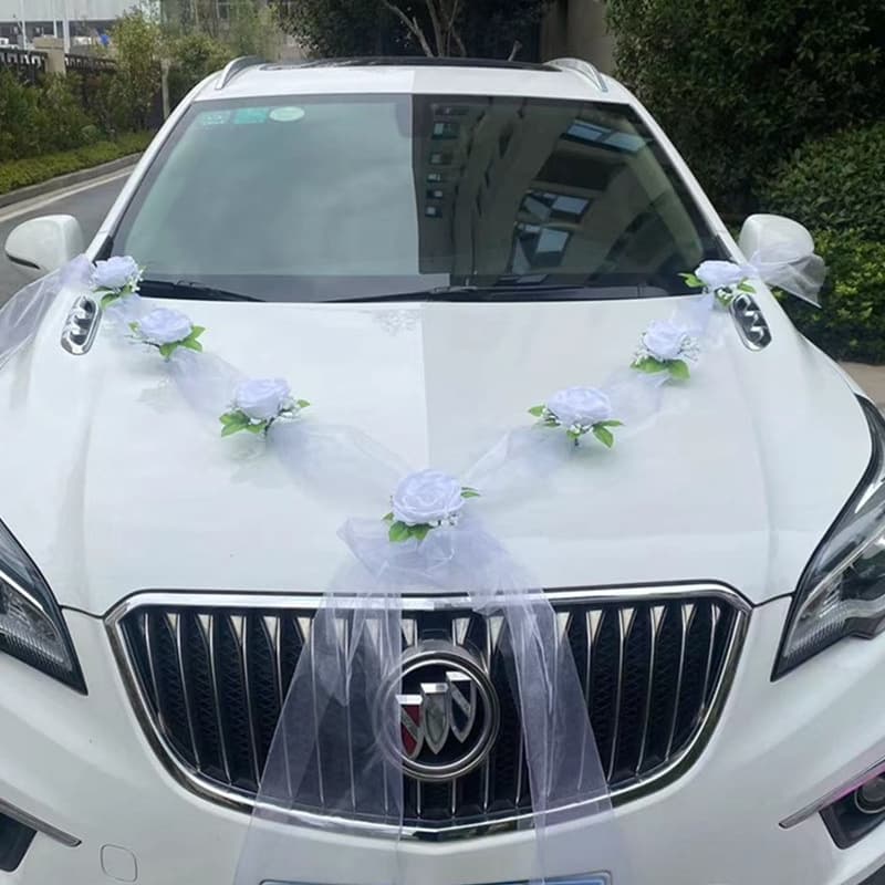 Cross-border main wedding car decoration with artificial flowers, secondary car team wedding arrangement flower car front decorations