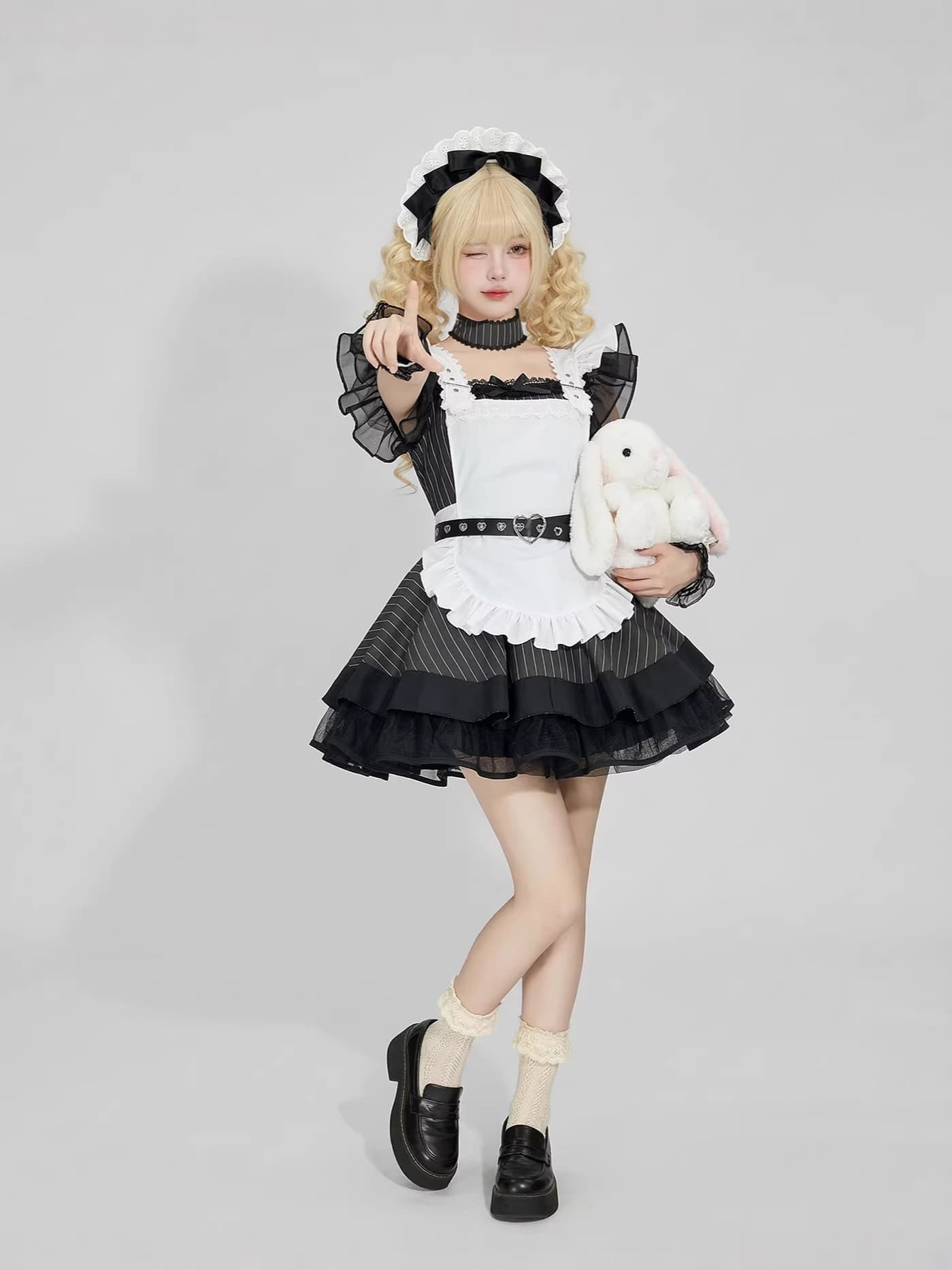 New Style Maid Subculture Angel Maid Japanese Cute Short Dress Apron Two-Piece Set Female Lolita