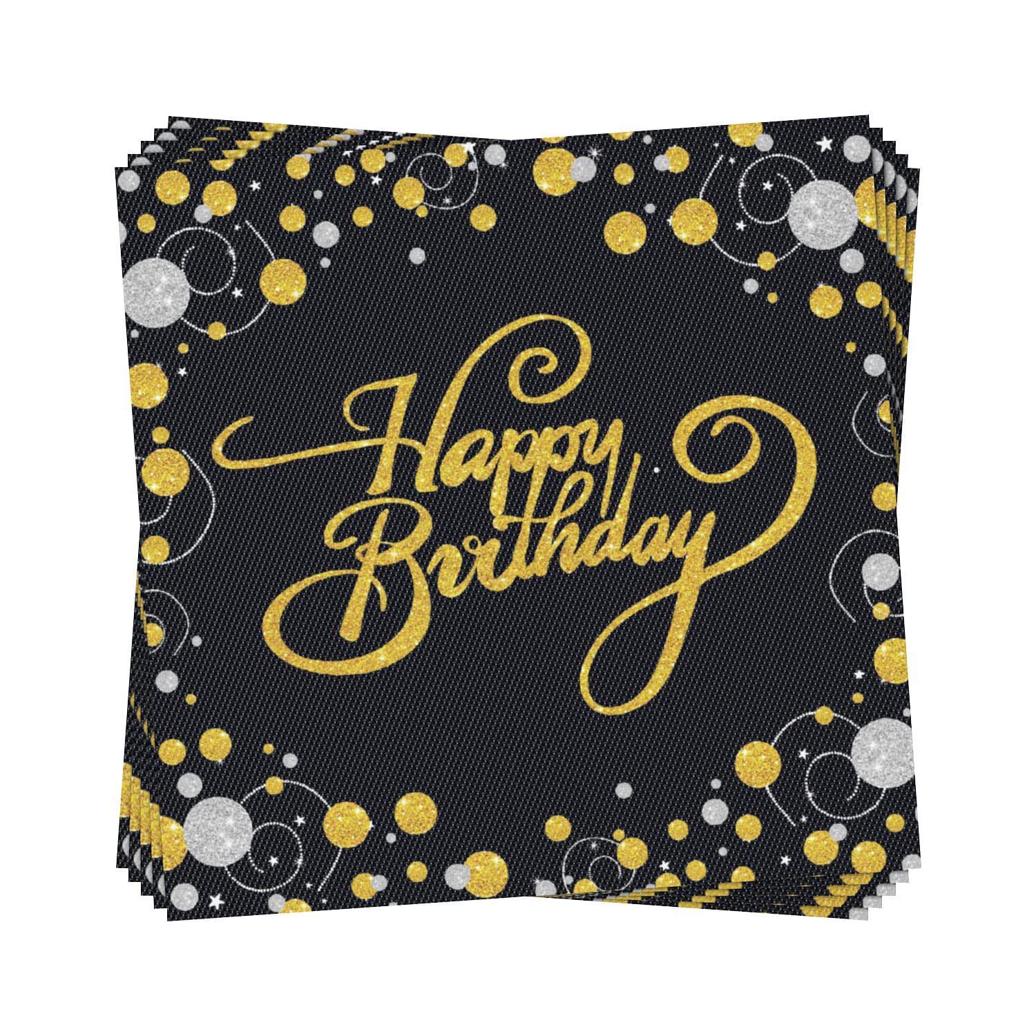 Cross-border Gold Foil Stamping Birthday Party Paper Napkins Festive Celebration Decorative Napkins Creative Square Napkins In Stock
