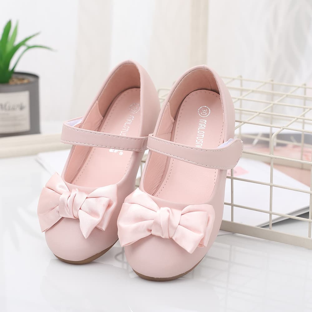 New Bow Girls Shoes Microfiber Leather Flat Princess Shoes Girls Flower Girl Shoes Girl Princess Shoe