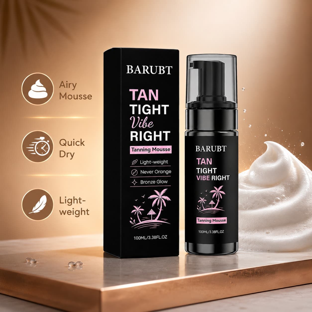 Cross-border light darkening mousse Summer outdoor sun-free natural wheat bronze skin darkening mousse