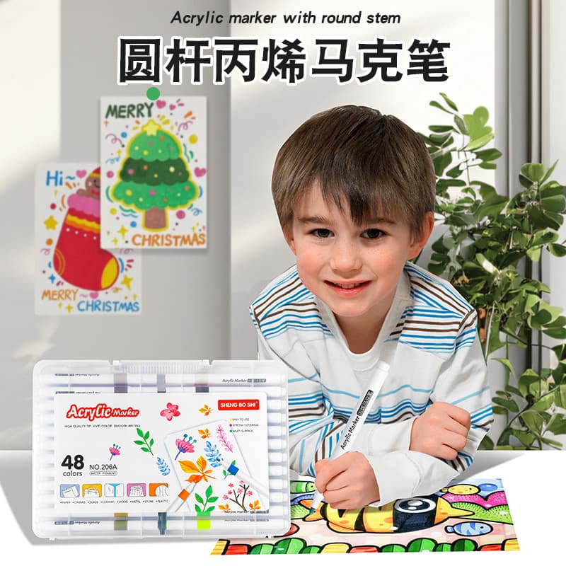 Acrylic Marker Pens Cross-Border English Version, Student Art Painting Special, Water-Based Non-Bleeding, Guka Color Pens, Stackable Colors