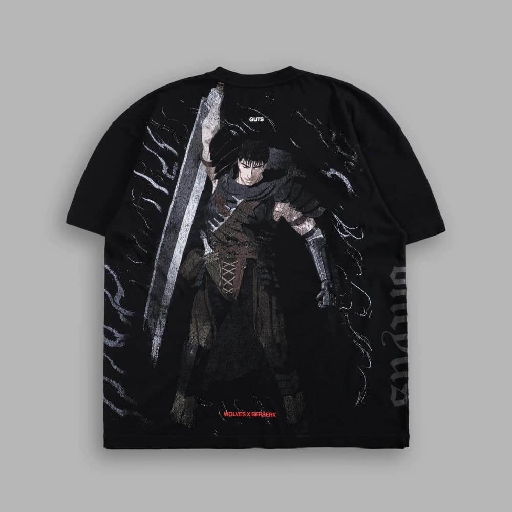 DARCSPORT Wolf Head Collaboration Manga Berserk Merchandise Print Hip Hop Round Neck Short Sleeve Sports Pure Cotton T-Shirt