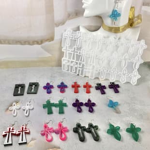 X1512 Cross Earring Series Decoration Cement Plaster Mold DIY Silicone Mold