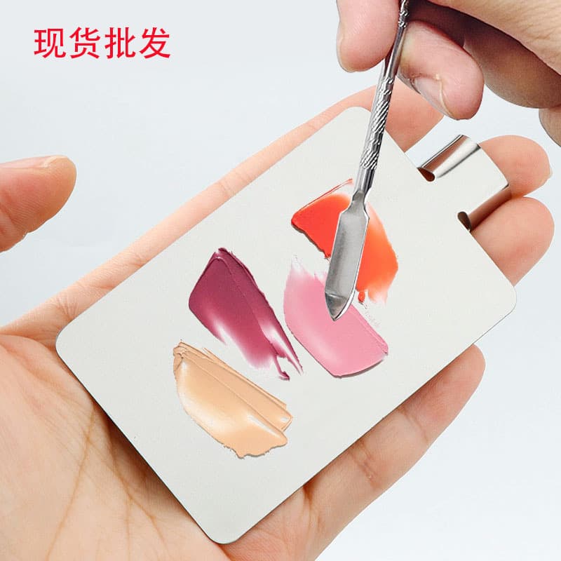 Stainless Steel Makeup Single Finger Ring Foundation Palette Makeup Artist Foundation Spatula Double-Ended Mixing Stick
