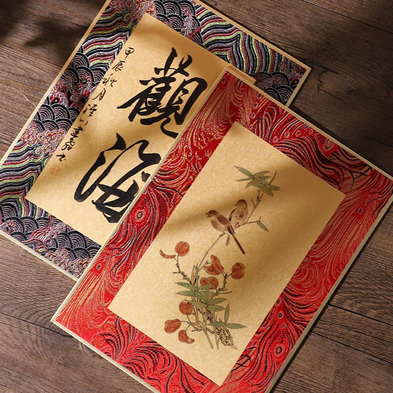 Song brocade hard card gold latent cardboard cooked Xuan Chinese painting fine brushwork gold edge Japanese imported gold latent paper table frame