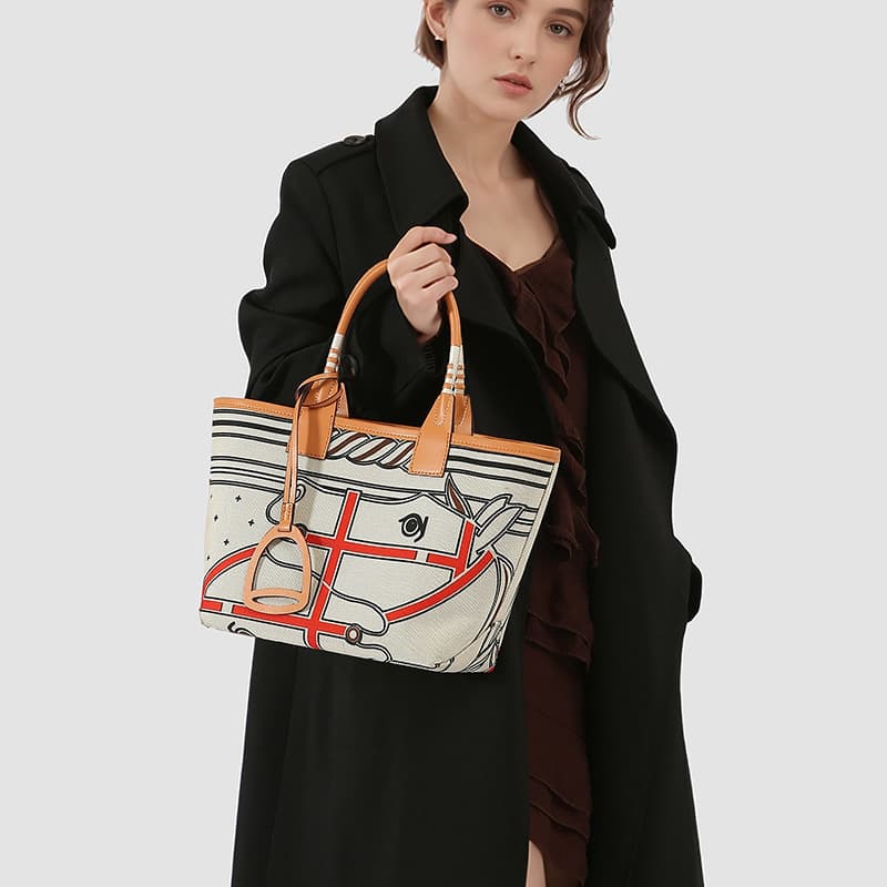 2024 New Autumn/Winter Versatile Printing Tote Bag Fashionable Canvas Garden Bag Single Shoulder Bag Women's Handmade Women's Ba