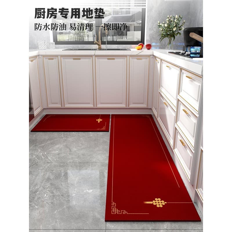 Diatom mud kitchen special floor mats new Chinese style no-care carpet waterproof and oil-proof no-clean mats anti-slip