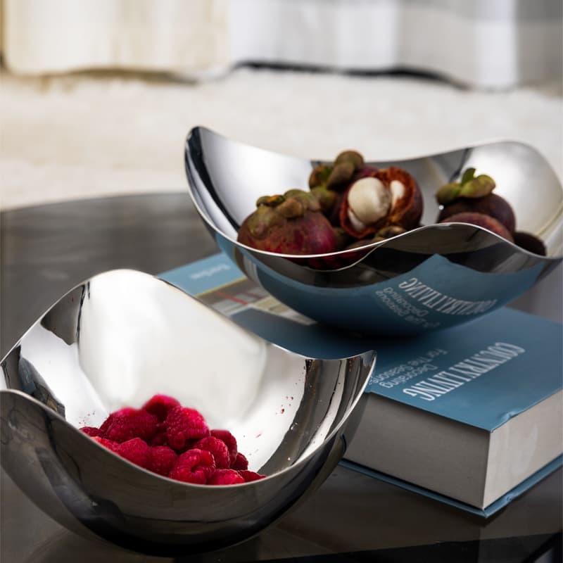 Stainless Steel Luxury High-End 304 Large Nut Fruit Tray Living Room Home Simple Nordic Petal Serving Tray Decoration
