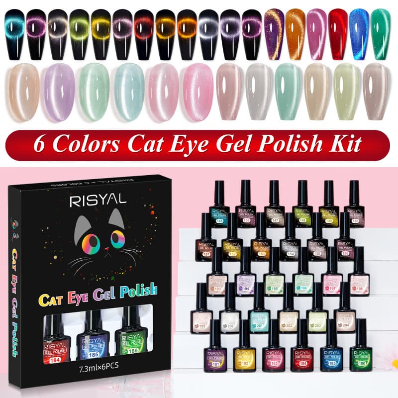New Cat Eye Gel Set UV Gel Brightening Guava Rainbow Glass Bead Cat Eye Cross-Border Best-Selling Nail Polish Gel