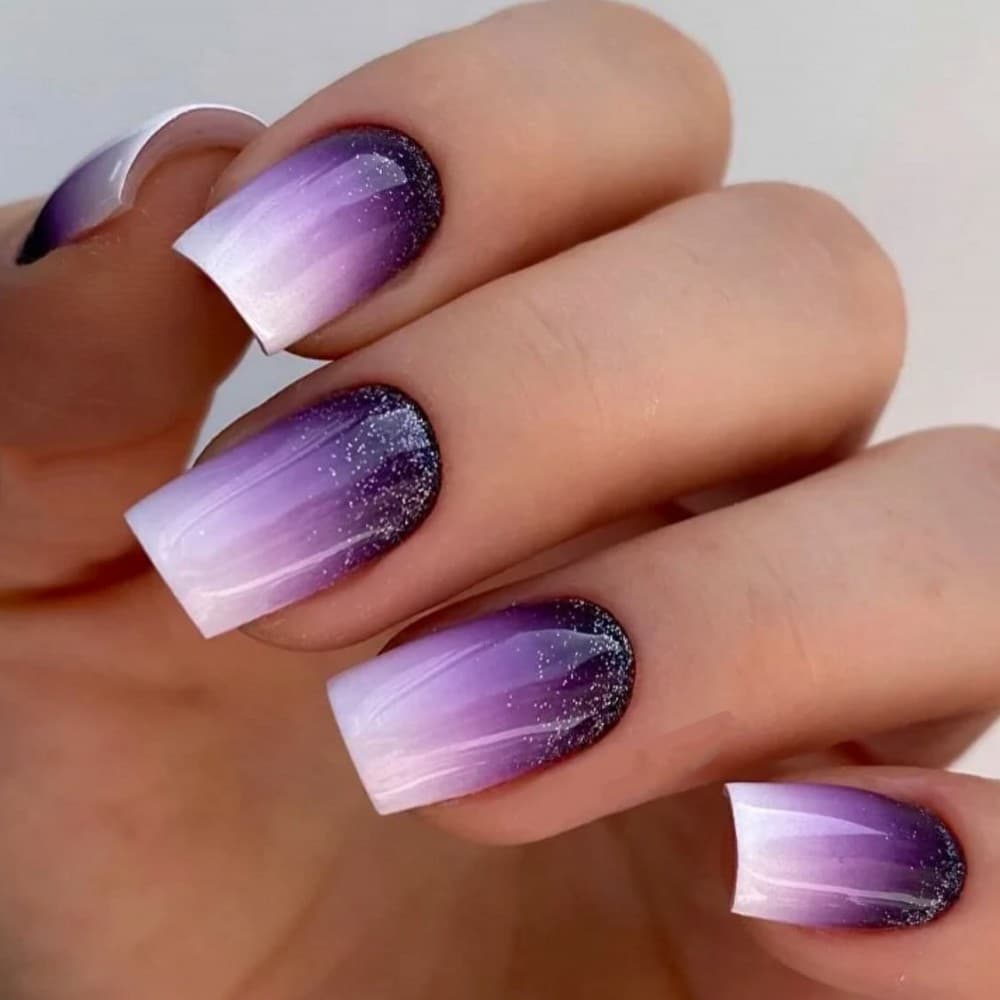 European and American Wearable Nail Tips: Colorful Dreamy Purple Gradient Press on Nails, Wholesale