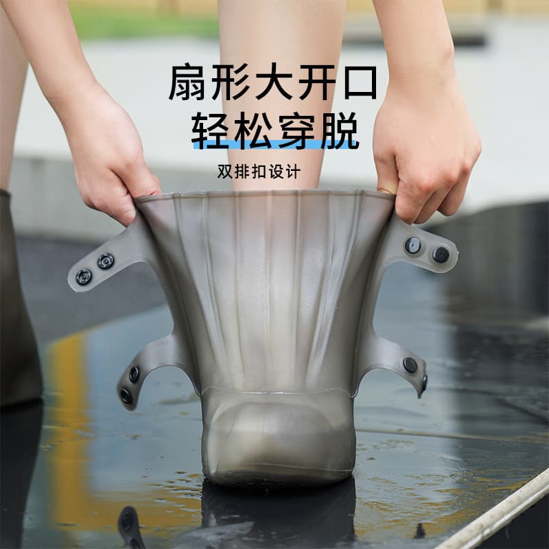 Waterproof Shoe Covers Outdoor Unisex Rain Shoe Covers Mid-Calf Silicone Rainy Day Foot Covers Slip-Resistant Thickened Wear-Resistant Portable Rain Boot Covers