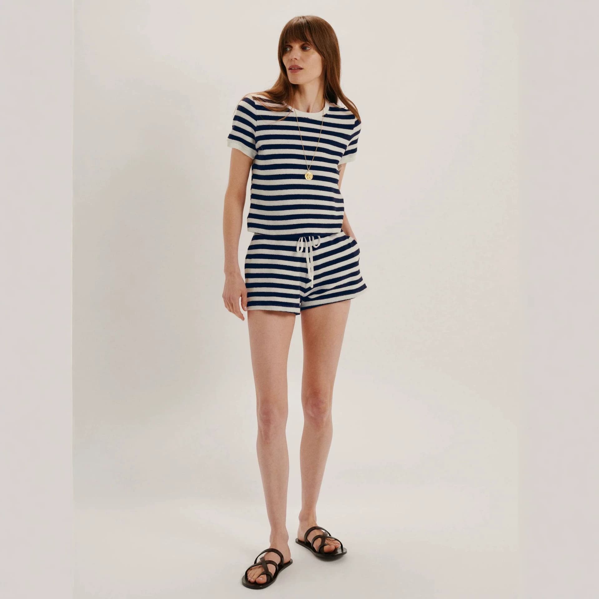2026 Cross-Border Export European and American Striped Tank Top Shorts Set Summer Knit Hot Pants Top Two-Piece Set Wholesale