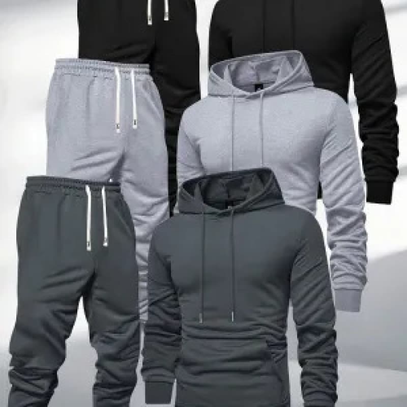 Long Sleeve Cross-Border Men's Spring/Autumn/Winter Fashion Sportswear Set 6-Piece Jacket Polyester Men's Winter Warm Casual