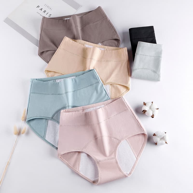 High-Waist Cotton Period Panties Women's Menstrual Underwear Plus Size Front and Back Leak-Proof Period Panties Factory Wholesale