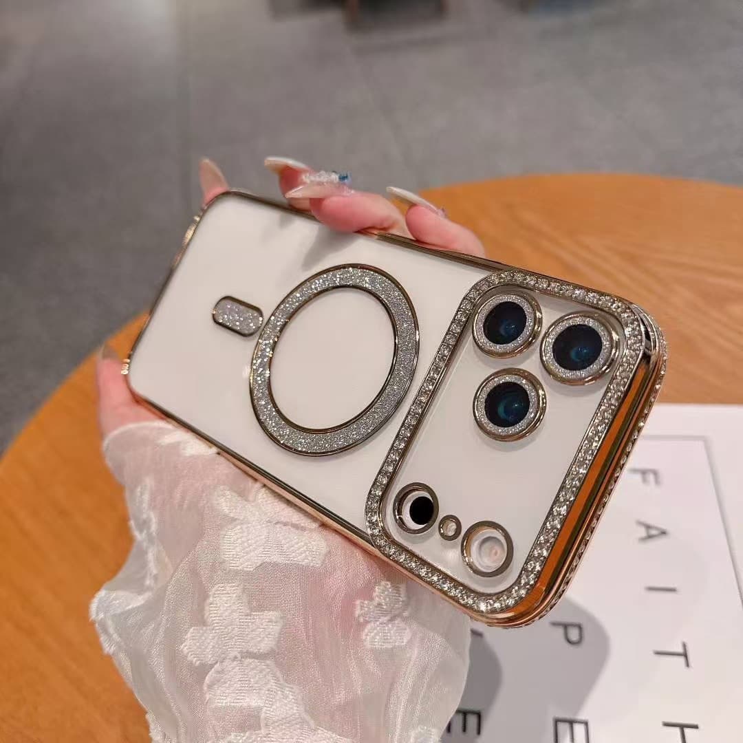 Side Drill Magnetic Compatible with iPhone 17 PRO MAX Silicone Transparent Phone Case for Apple 16 Electroplated with Lens Film 15