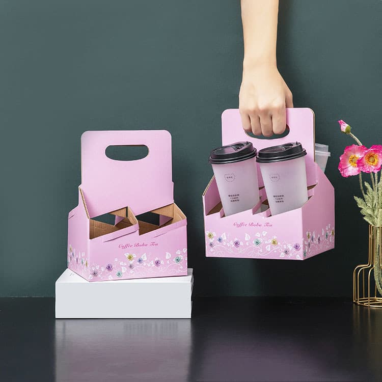 Customized packaging box, disposable milk tea holder, corrugated paper cup handle, paper holder, coffee takeout packaging, custom-made cup holder