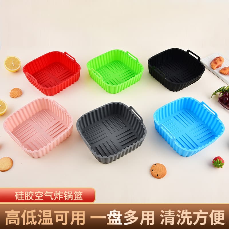 Cross-border Square Silicone Baking Pan for Kitchen Oven, High-Temperature Resistant Air Fryer Baking Tray, Baking Special