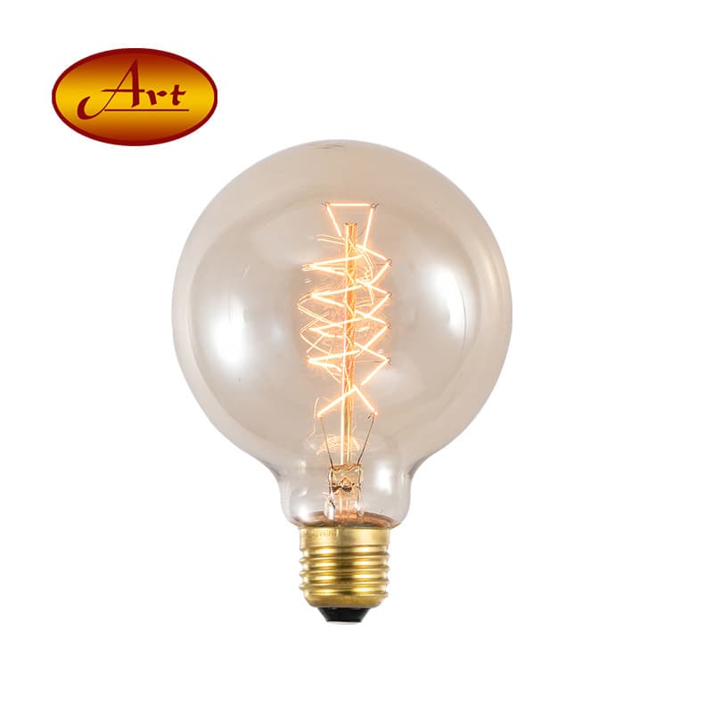[G95 Coiled Filament] Edison Vintage Dimmable Bulb, Creative American Industrial Style Medium Round Bulb for Bar Counters