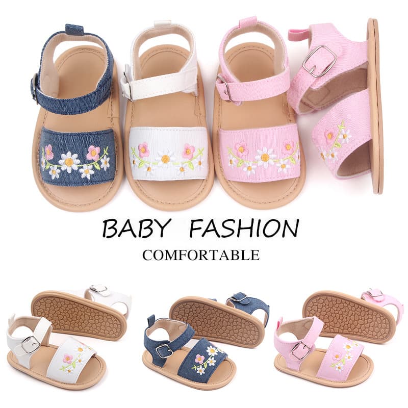 Breathable Embroidered Baby Shoes Soft Bottom Learning to Walk Sandals Summer Infant Footwear Cotton Material Cute Style