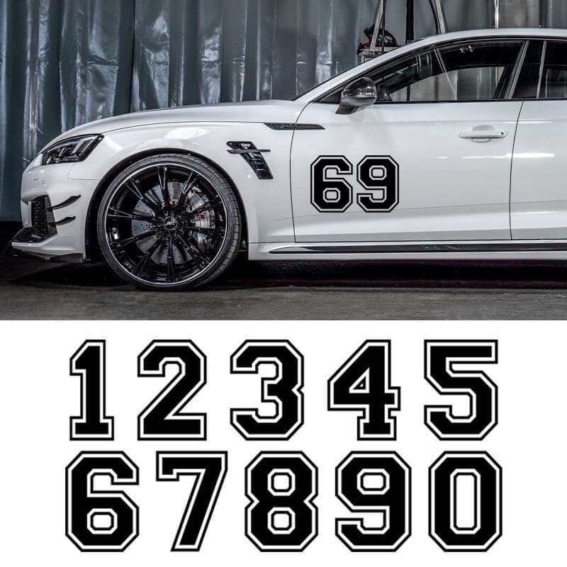 Digital car stickers, racing number numbers, modified personalized motorcycle car helmet stickers, door scratch blocking stickers