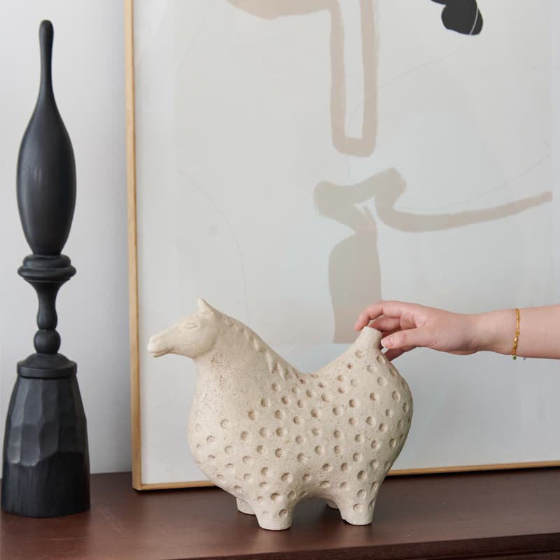 Indian Imported Terracotta Antique Terracotta Warrior Fat Horse Figurine Home Hotel Guesthouse Living Room Entryway Curio Cabinet Decoration